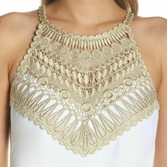 NWT Lilly Pulitzer Pearl Romper White Gold Dress - Picture 9 of 12